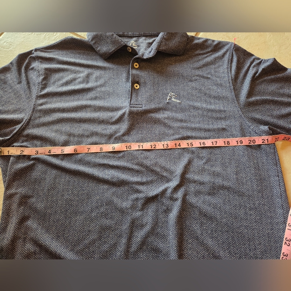 Rhoback Men's Performance Blue Herringbone Golf Polo Shirt Size Large - Picture 7 of 10